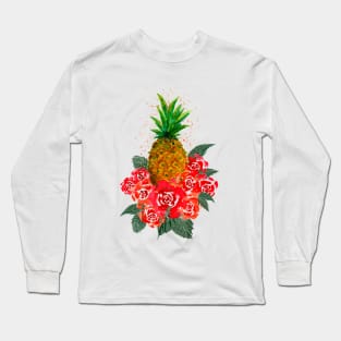 Red Roses and Pineapple Long Sleeve T-Shirt